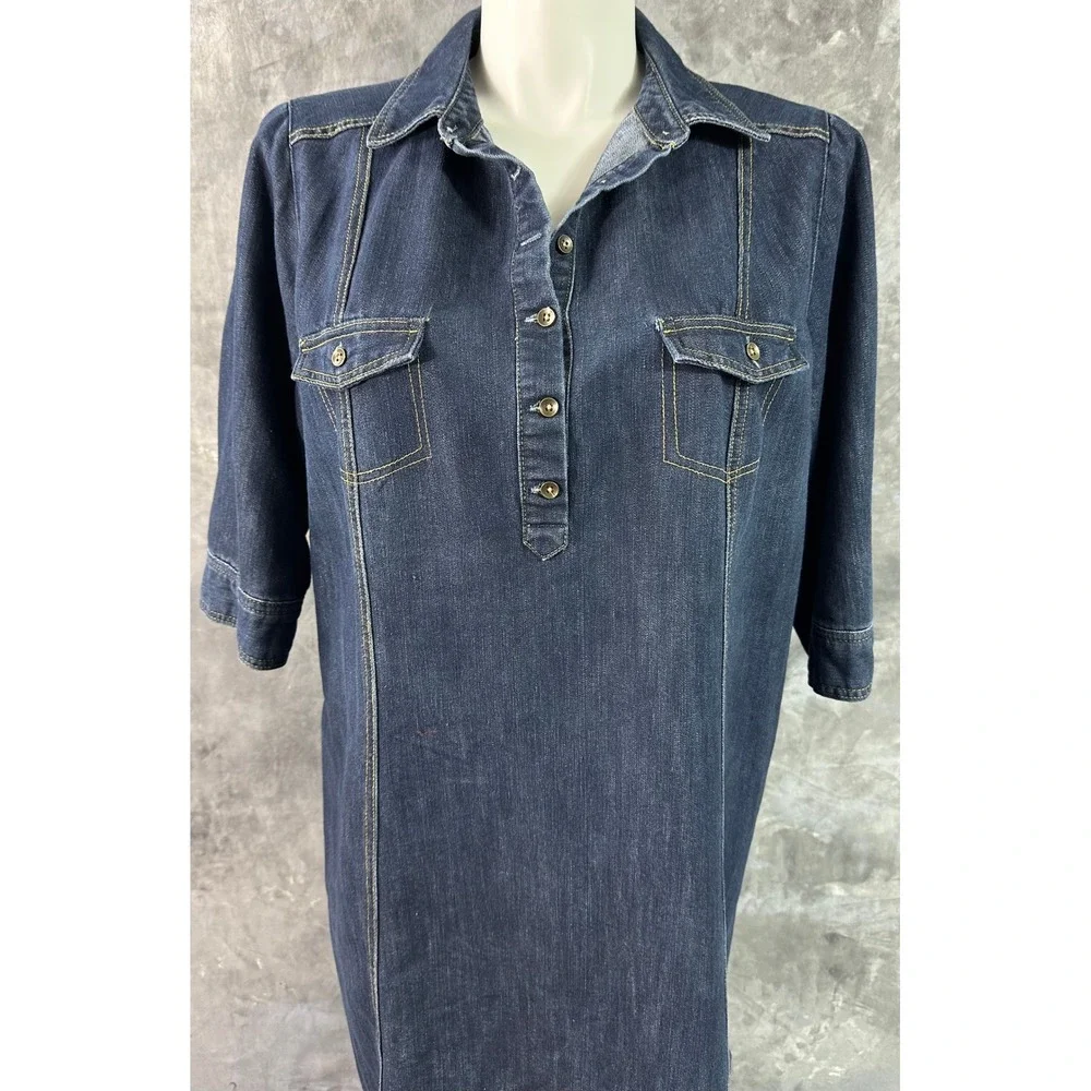 Tallissime Women's 1/2 Slv Blue Denim Midi Dress sz 18W (15653) - Picture 2 of 10